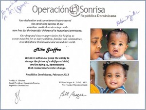 Operacion Sonrisa letter of appreciation